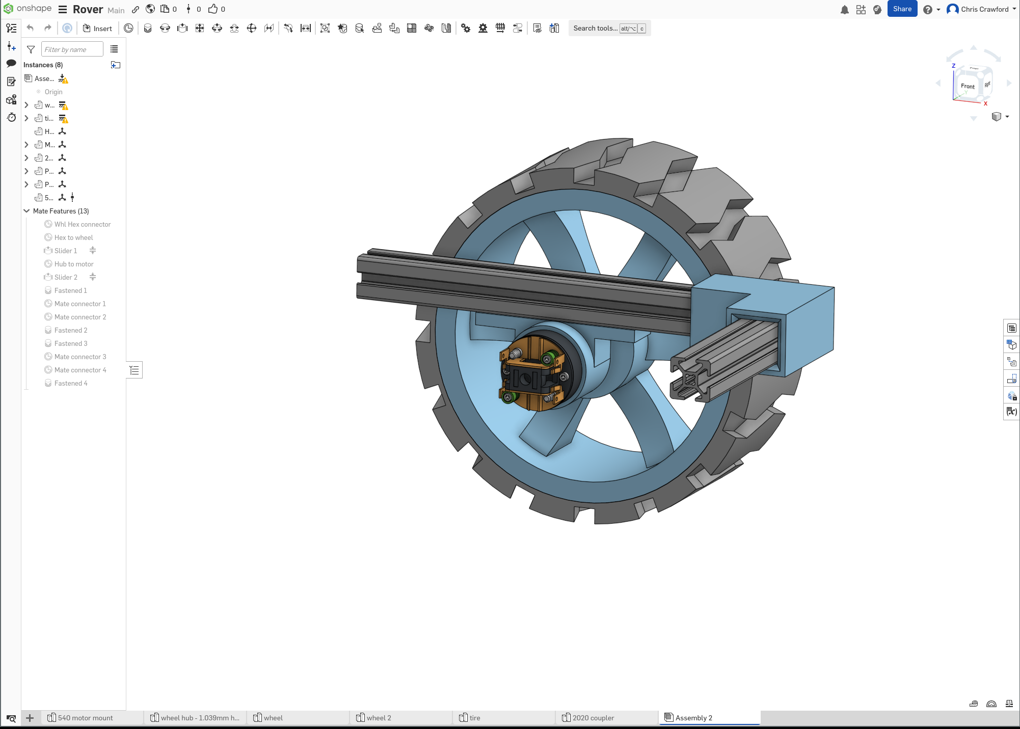 Wheel motor mount bearing assembly