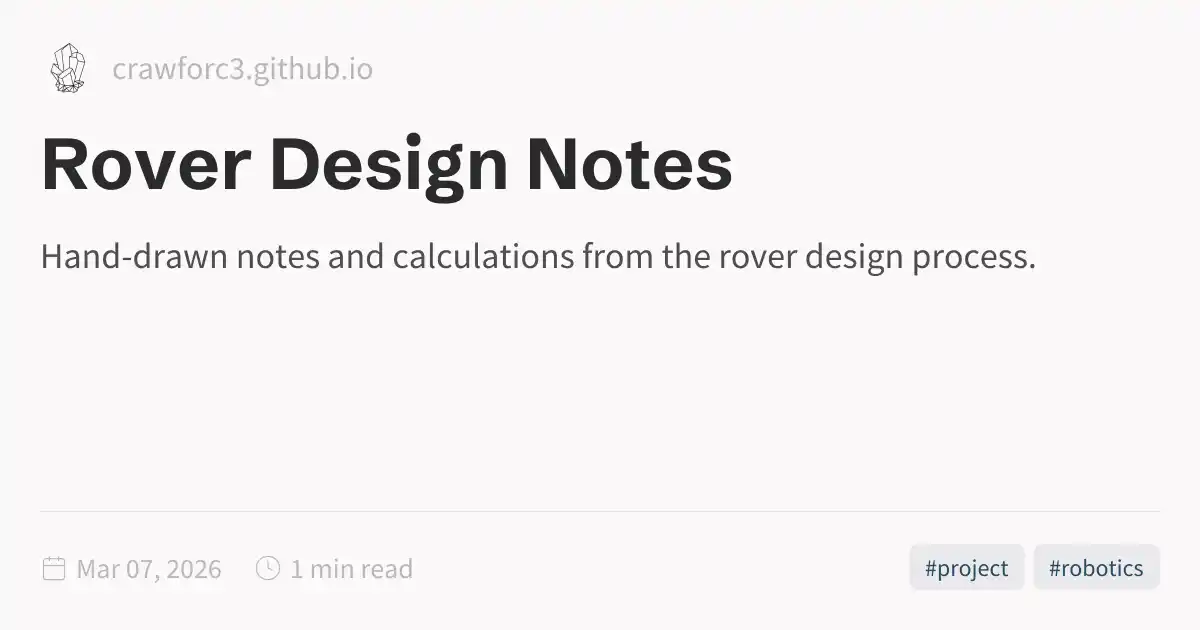 Sub Notes Rover Rover Design Notes